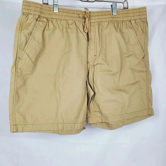 Men's EDDIE BAUER Elastic Pull-On Shorts SZ 2XL Khaki Pockets Hiking Outdoors - Picture 2 of 10